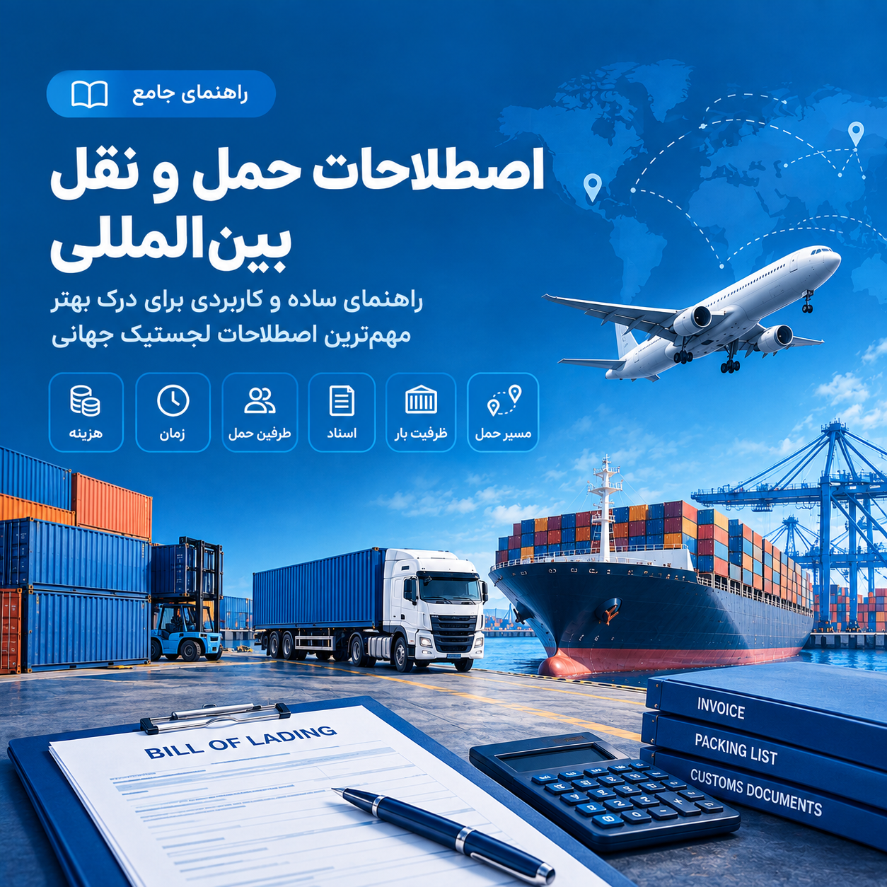 اصطلاحات حمل و نقل بین المللی؛ راهنمای ساده Freight، BL، AWB، CBM و TEU